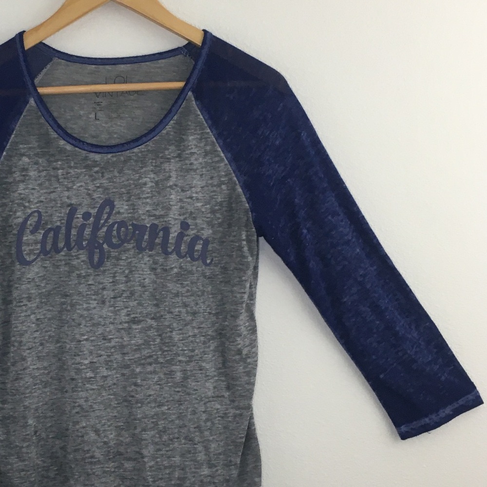 🔴 L.O.L. Vintage | Gray & Blue California Raglan Top